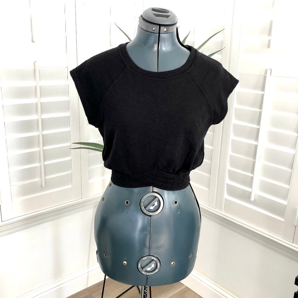 Sporty Cross Hem Crop Top by Bobi Los Angeles, Black Size XS